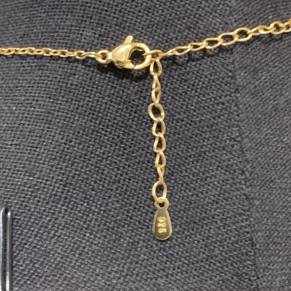 Mini Pop "H" Necklace Gold Tone 925 Stamped Chain w/ S925 White Enamel H Pendant - Picture 6 of 8